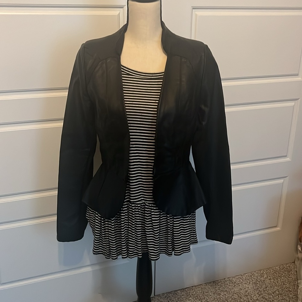 Black faux, leather blazer